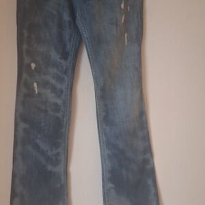 A/X Armani Exchange Light Blue Straight Leg Jeans with  Distressing Sz 6 Long
